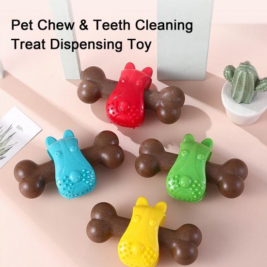 Hundekauknochen Knochenform Gummi Interaktives Hundekauspielzeug Leckerli-Spender Spielzeug für kleine mittlere Hunde Zahnpflege Training