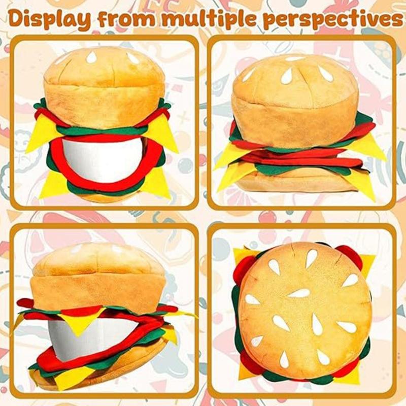 Whimsical Cotton Hamburger Headwear Themed Party Photo Props Costume Decors For Roleplay Event Family Bonding Activity