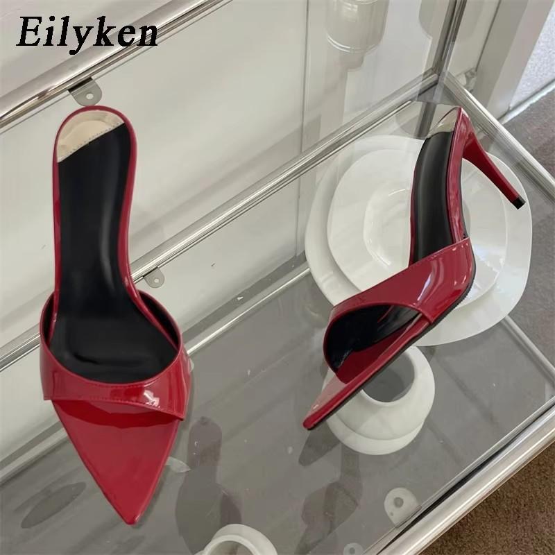 Eilyken Summer Sexy Thin Heels Slipper For Women Fashion Pointed Toe Slides Stripper Party Sandal Mule Shoes Zapatillas Mujer