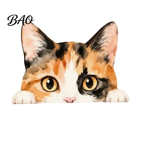 Healing Style Desktop Ornaments Cute Cat Shelf Sitter Ornament, Wooden Peeking Kitten Figurine, Playful Decor 2D Flat Decorative Statue for