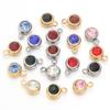 10Pcs Mini Birthstone Charms Stainless Steel Round Rhinestone Crystal Pendant for Jewelry Making DIY Necklace Bracelet Findings