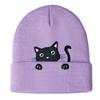 Knit Skull Hat with Embroidered Lovely Kitten Hat Knit Caps for Unisex Pullover Cartoon Hat Embroidered Skull Caps