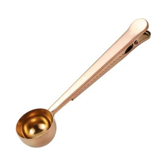 2-in-1 Löffel und Beutelclip, Messlöffel aus Edelstahl, Multifunktionaler Pulverversiegler für Milchkaffee, Luftdichter Clip