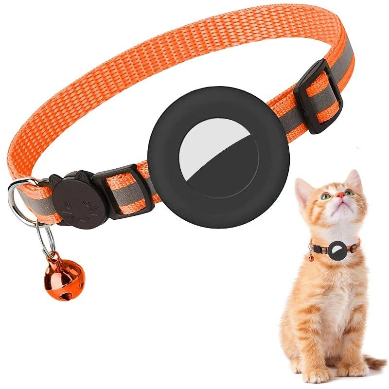 Airtag Cat Collar with Bell Reflective Anti-loss Silicone Protective Cover Small Neck Ring Cat Anti-loss
