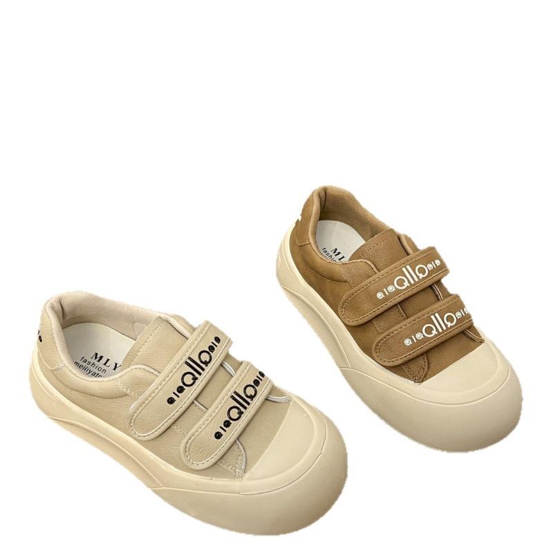 Leather thick baseplate shoes women's white shoes children's new autumn sports shoes Velcro casual bread shoes