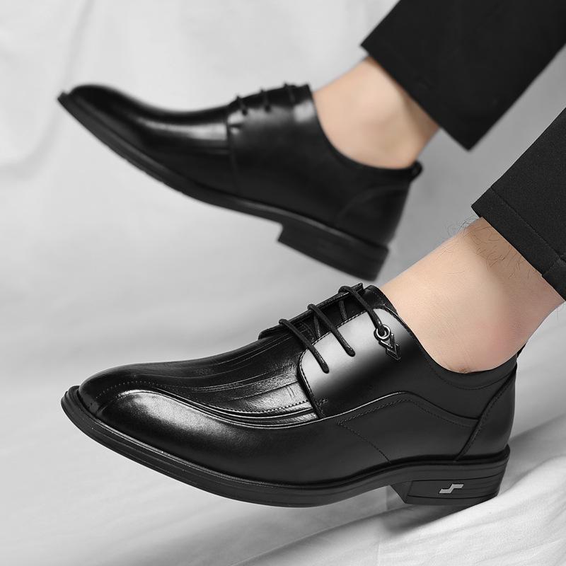 Men's shoes 2025 new dress leather shoes men's British style casual low-top leather shoes men's wedding shoes 2025