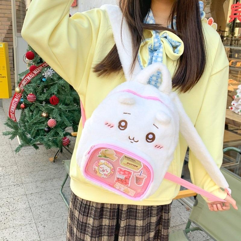 Cute Furry Backpack Lightweight Casual Bag Girls Backpack Travel Small Schoolbag Girls Gift