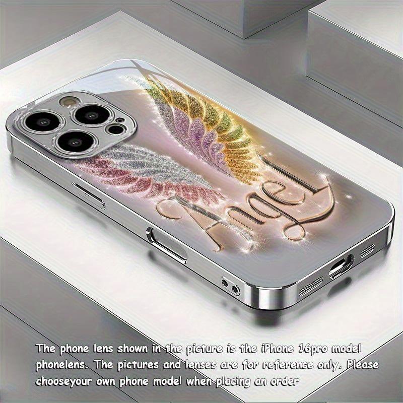 Fashion crystal wing angel glass phone case suitable for iPhone 17 16 15 14 13 12 11 Pro/Max/Plus anti drop and shockproof