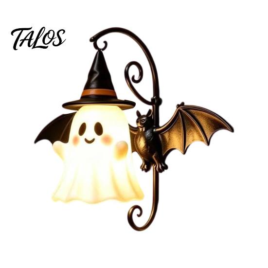 Festliche Eingangshalle Dekoration Niedliche Geist Wandleuchte, Zaubererhut Lampe, Dekorative Warmweiße Aufputzlampe Halterung für Halloween Haus Flur Schlafzimmer