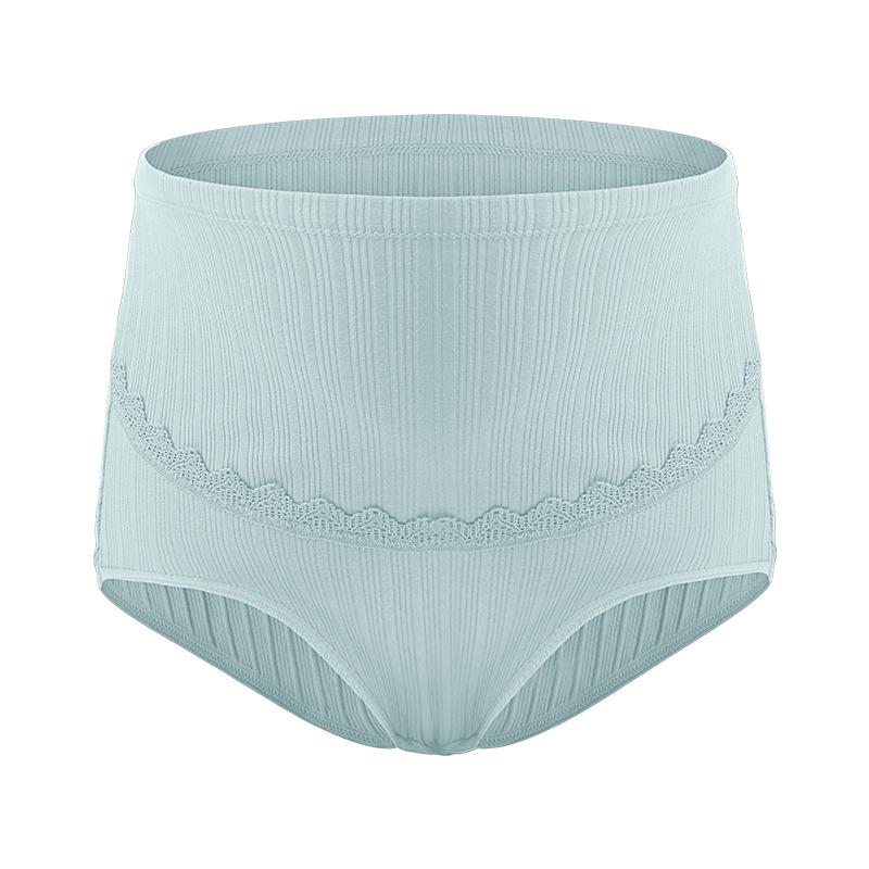 Adjustable High-Waisted Maternity Lace Panties with Breathable Cotton and Abdominal Support