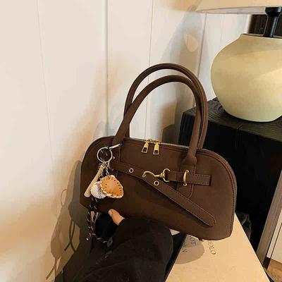Women Vintage Shoulder Bags Faux Suede Solid Color All-Match Crossbody Bags Autumn Winter Lady Commuter Handbags