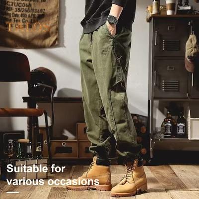 Pantaloni cargo da uomo autunno primavera con coulisse, tasche larghe, alla caviglia, resistenti all'usura, elastici in vita, pantaloni da lavoro all'aperto