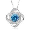 Sterling Clover Pendant Necklace With Full Crystal Zircon Adjustable Chain Women Daily Wear