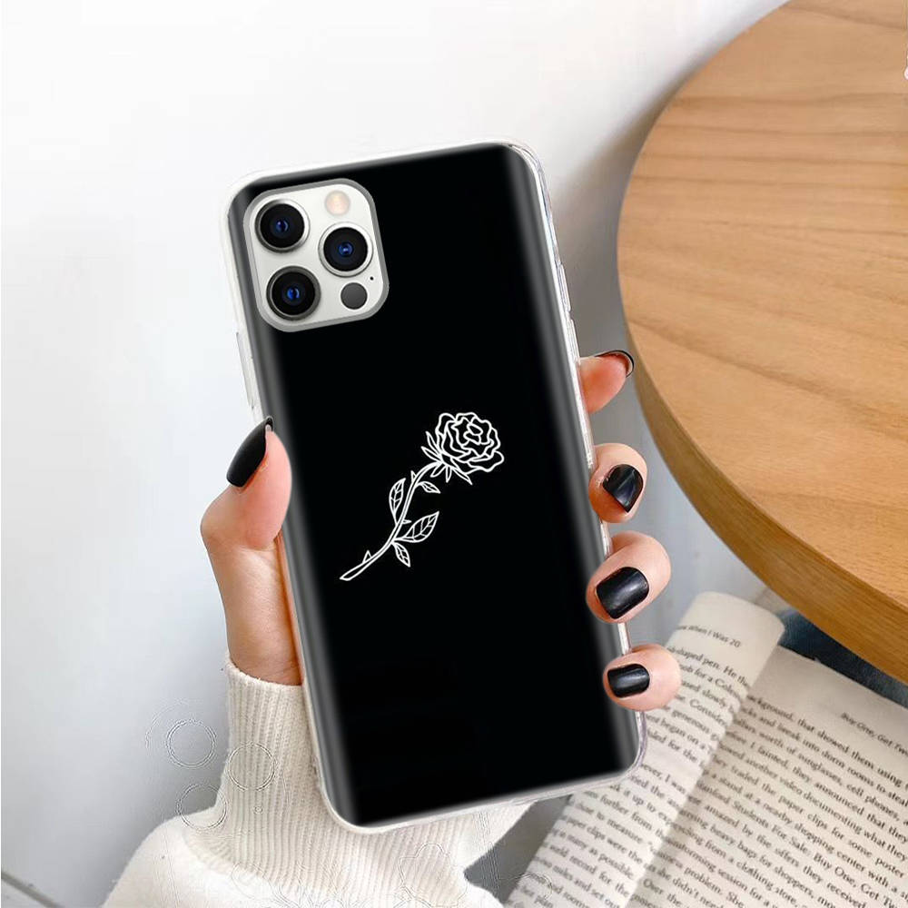 Rose TPU Case for iPhone XR 7 8 14 15 11 12 13 X XS Pro Max Xiaomi Redmi 13C Note 9 Samsung A22 S23 S24 Ultra Plus VIVO