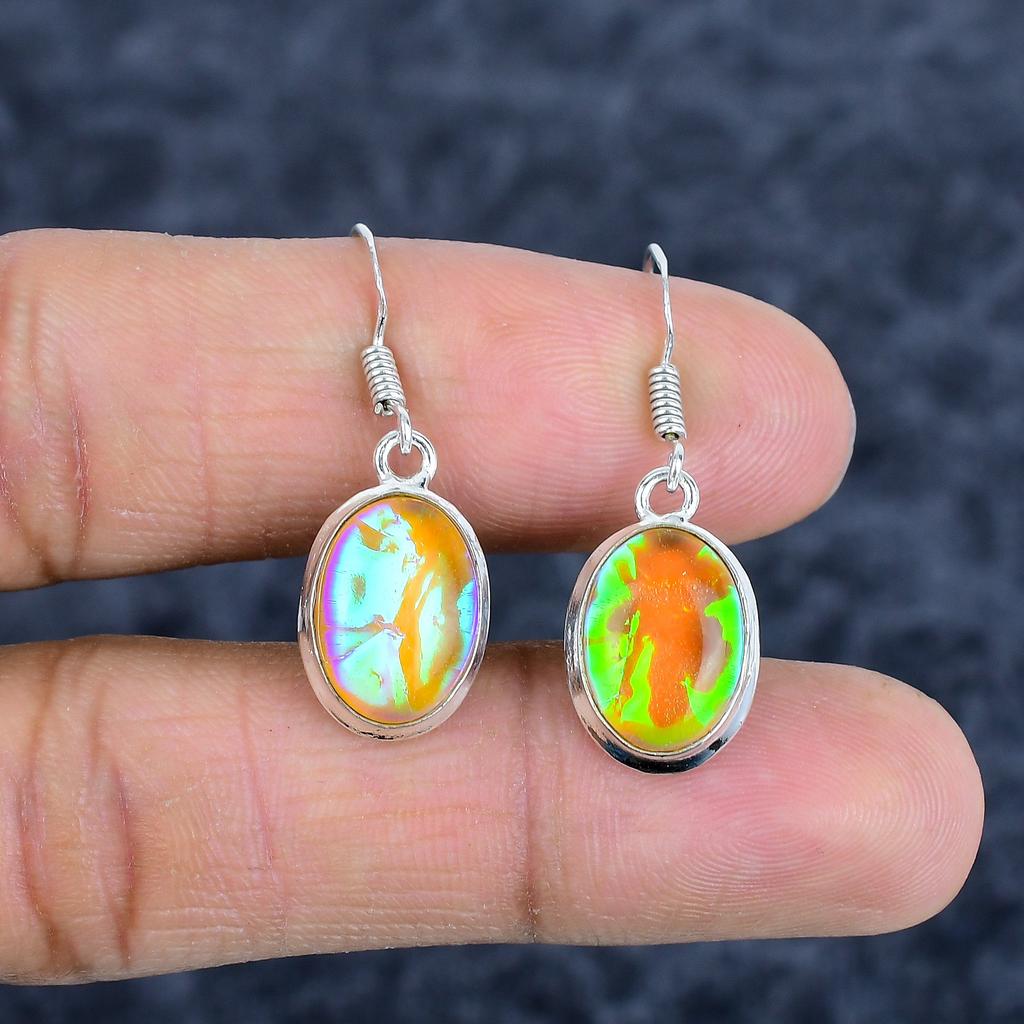 Orange Triplet Opal Gemstone 925Sterling Silver Jewelry Earring 1.38" M-3132