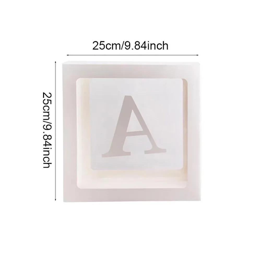 Runtow 1pc 25cm Transparent Letter Box ,Birthday Wedding Custom Name Balloon Box ,1st Birthday Party Decorations, Baby Shower