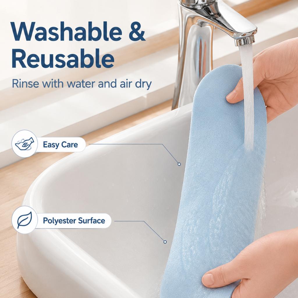 2PCS Washable Toilet Seat Cover Pad Static Adhesive Polyester Toilet Seat Sticker Soft Reusable Bathroom Closestool Warmer Mat