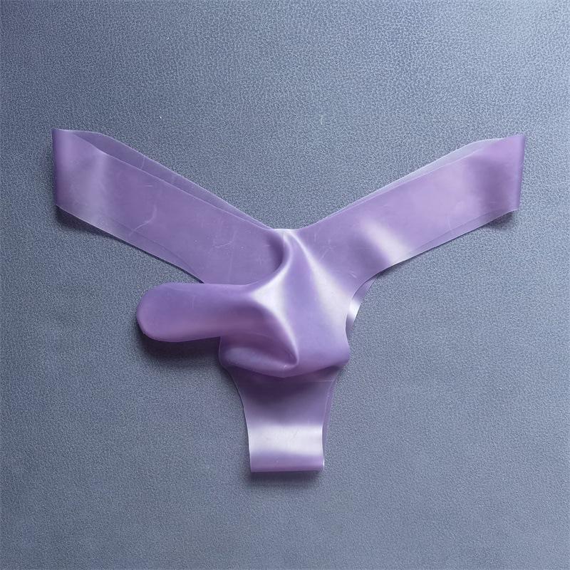 Latex Penis Sheath Thong Men'S Fetish Lingerie Panties Exotic Sexy Bullet Separation Underwear Gay Sissy Translucent Nightwear
