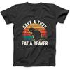 Rette einen Baum, iss einen Biber Niedlich Lustig Natur T-Shirt Sweatshirt Hoodie für Männer Frauen Kinder Hergestellt in Kanada Schwarz