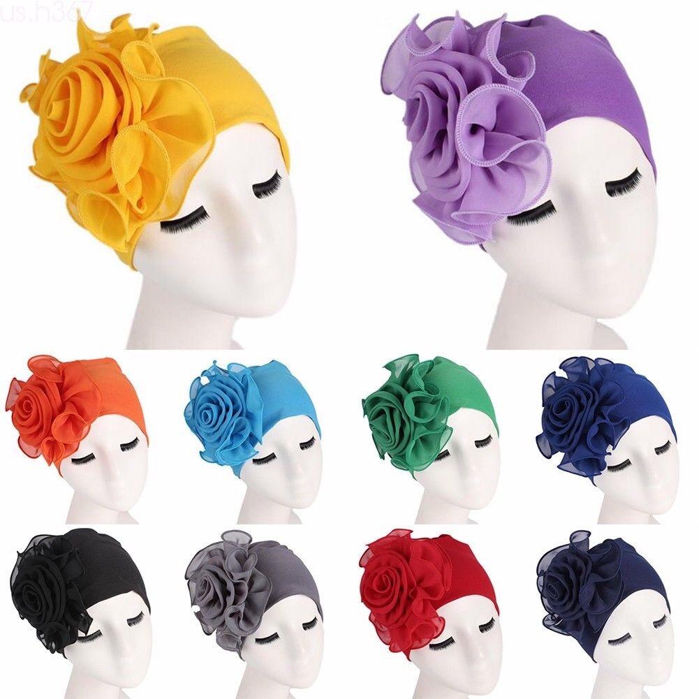 Womens Hair Loss Head Scarf Turban Cap Big Flower Muslim Cancer Chemo Hat Cover