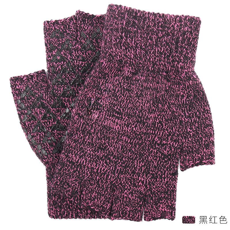 New half-finger gloves for men and women to keep warm in autumn and winter, knitted wool, half-cut leaking fingers, cold-proof, thickened and warm