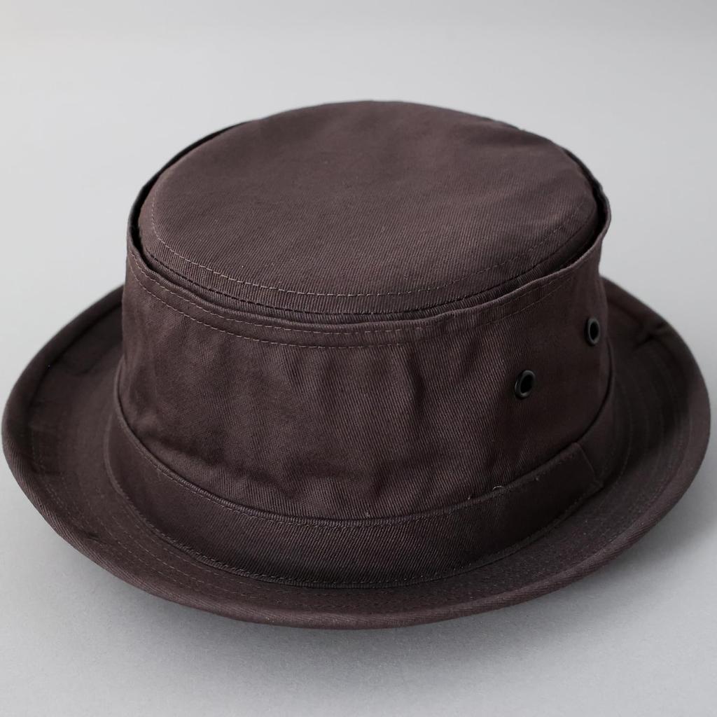 Reck Hatter Cotton Twill Pork Pie Size Twill Suitable for and All Seasons Men's Hat, L, RH-320, Brown, Spring, Summer, Fall,