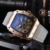 Barrel-Shaped Unisex Quartz Watch with Hollow Non-Mechanical Pointer and Single Calendar