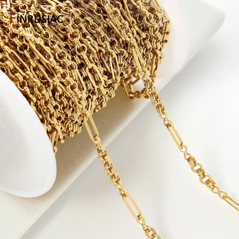18K Gold Plated Brass 3:1 Figaro Chains For Jewelry Making,Thick Large Heavy Chains For DIY Necklace Bracelet Making Findings