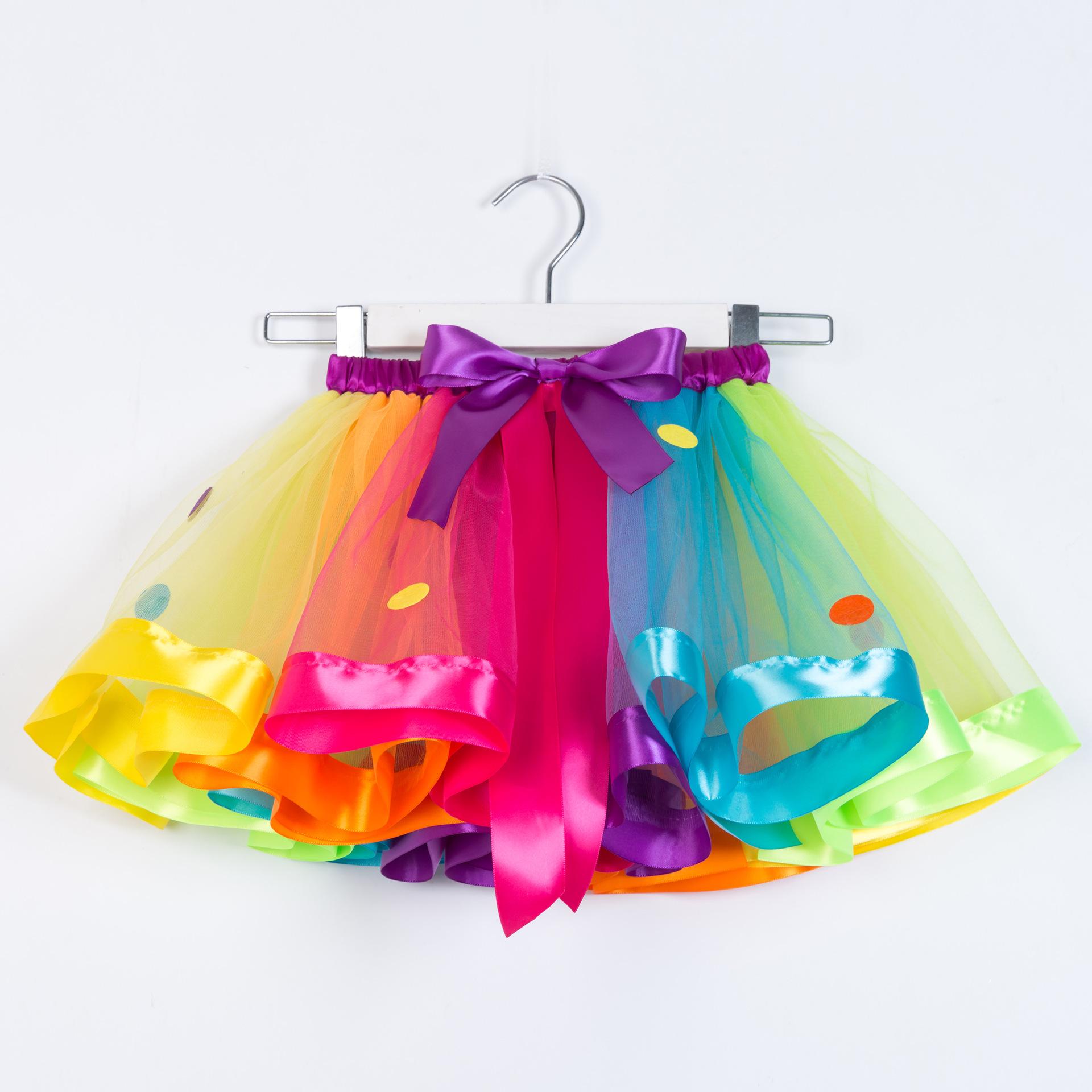 Summer Polka Dot Sequin Mesh Skirt for Girls - Princess Style Performance Dress L
