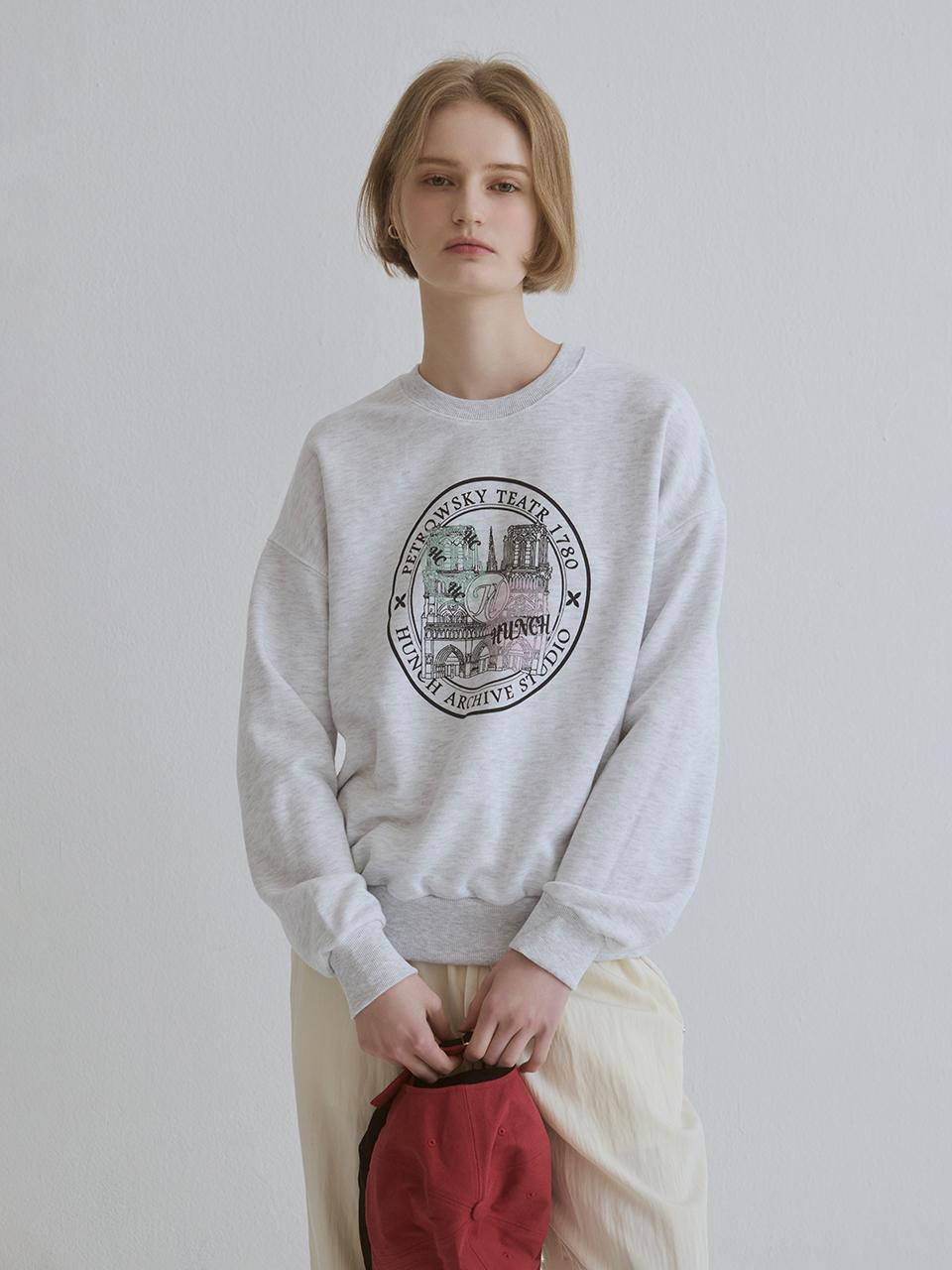 Свитшот оверсайз Hunch Theater (2Цвет) Light Gray/55(Free)