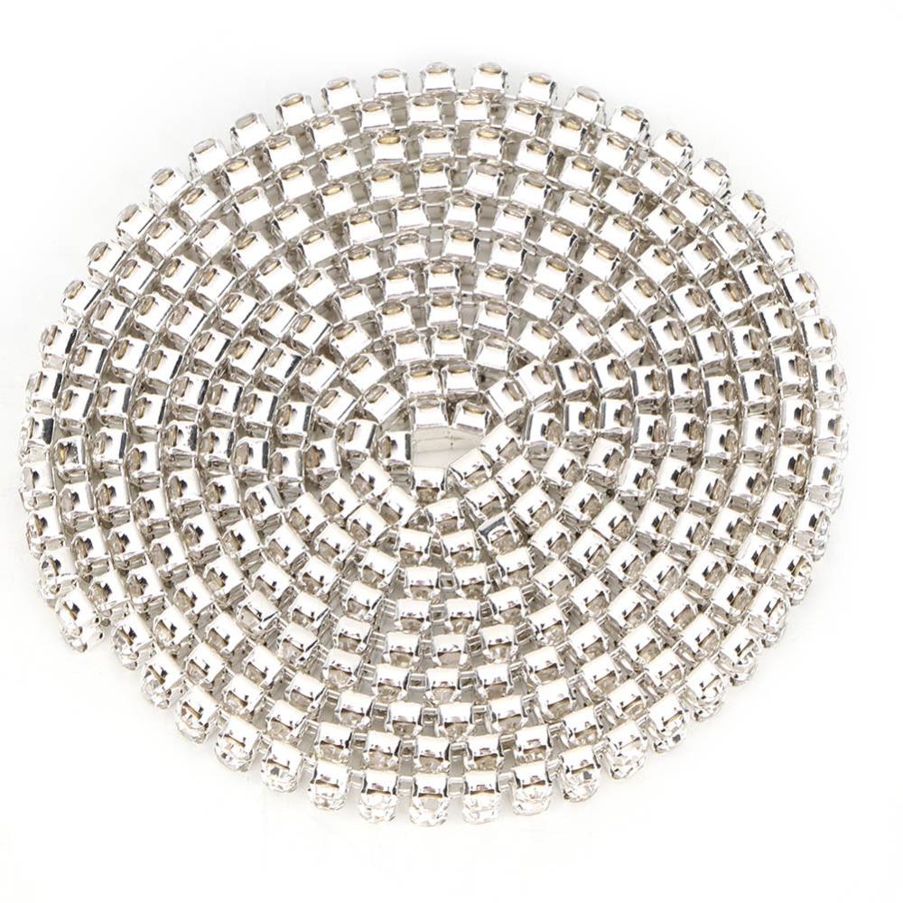 1pcs 3mm Rhinestones Rhinestone Chain Ribbon 2 Row Design DIY Wrap Roll Ribbon  For DIY Crafts