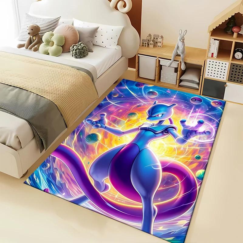 

15 Sizes Pokemon-Mewtwo Pattern Carpets Bedroom Play Mats Bedroom Decor Carpet Livinroom Sofa Rug Crawl Mat Holiday Gifts 80x160cm (31x63in)