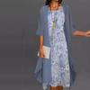 Long Dresses for Women Elegant Floral Printed Maxi Dresses Casual Round Neck Sleeveless Party Dresses 2 Piece Fashion Sets