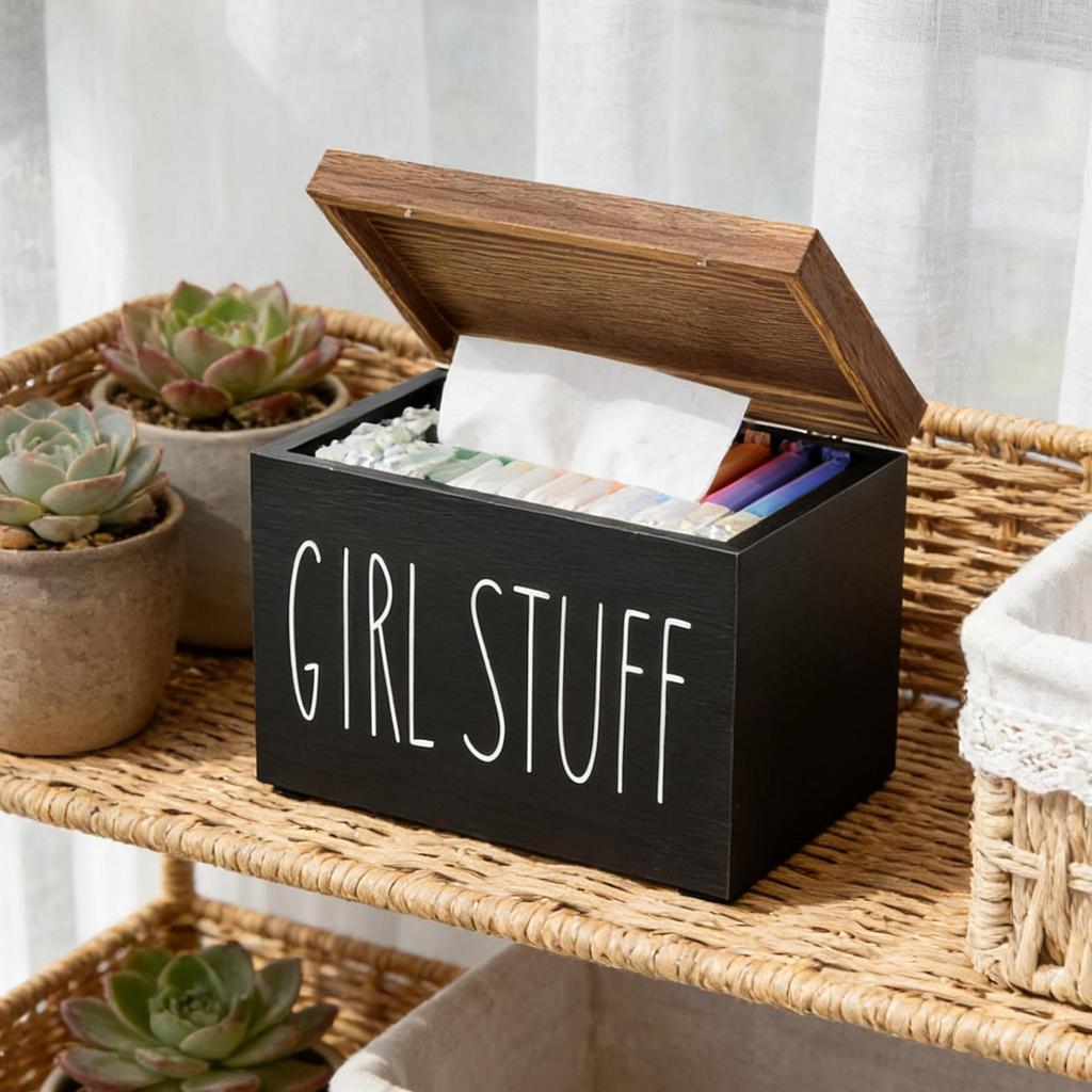Tampon Holder Feminine Stuff Organizer Case Sanitary Napkin Holder For Bathroom Shower Home Living Room Apartment Vanity