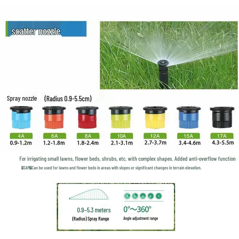 4-Punkt Rasensprenger: Versteckbare Teleskop-Diffusor-Sprühdüse für automatische Gartenbewässerung