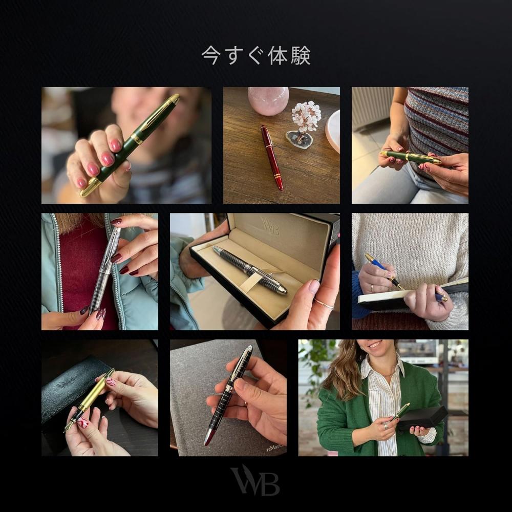 Wordsworth   Black Fountain Pen   Silver  Luxury Case  24k Gold Finish  18k Gold