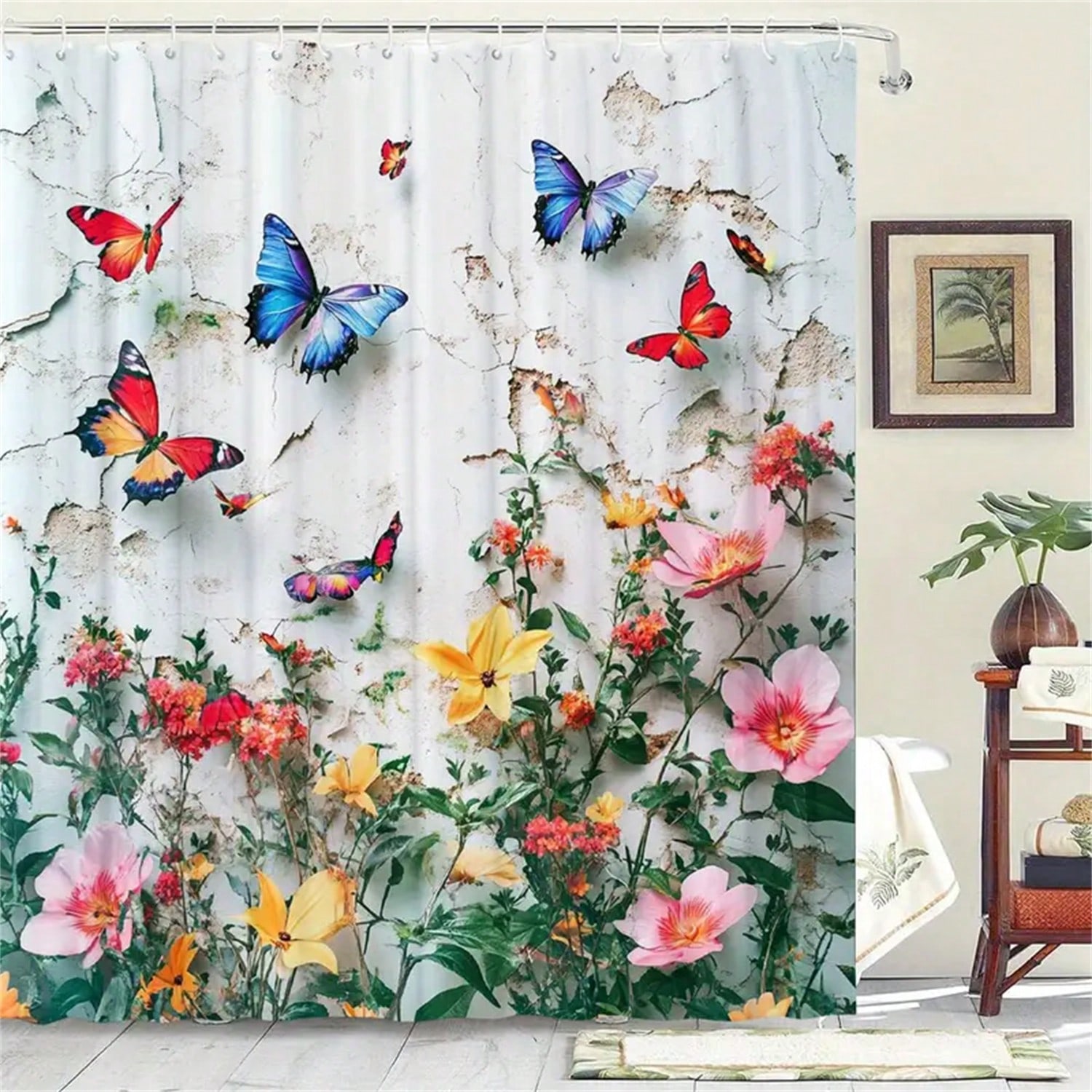 

Butterfly Garden Shower Curtain - Anti-Mold, Waterproof Bathroom Decor, Unique Gift, Stylish Design, Vibrant W90XH180cm