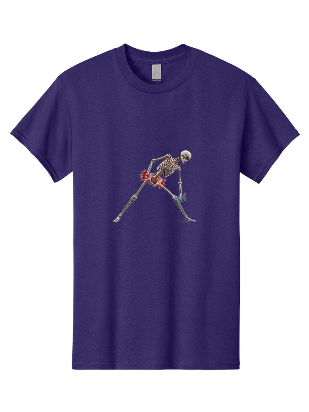 Skeleton-In-Warrior-Pose Mens Graphic Tee, 100% Cotton, Casual Summer Wear S разноцветный