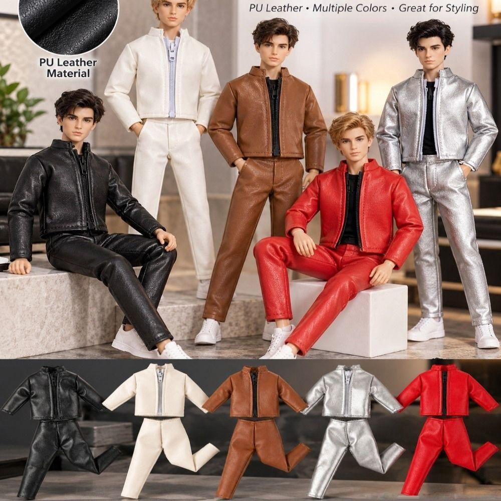 8 Colors PU Leather Jacket Pants Suits For 11.5 Inch Doll/for 1/6 Male Action Figure Dolls