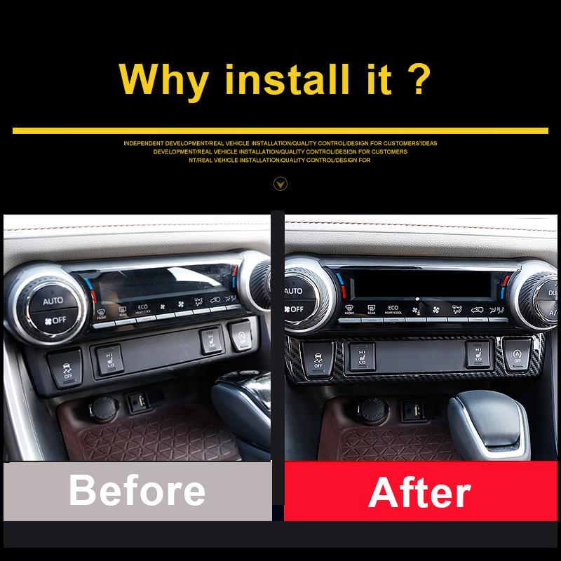 Fibră de carbon mașină centrală de reglare panou de decorare capac ornamente pentru Toyota RAV4 XA50 2022 accesorii