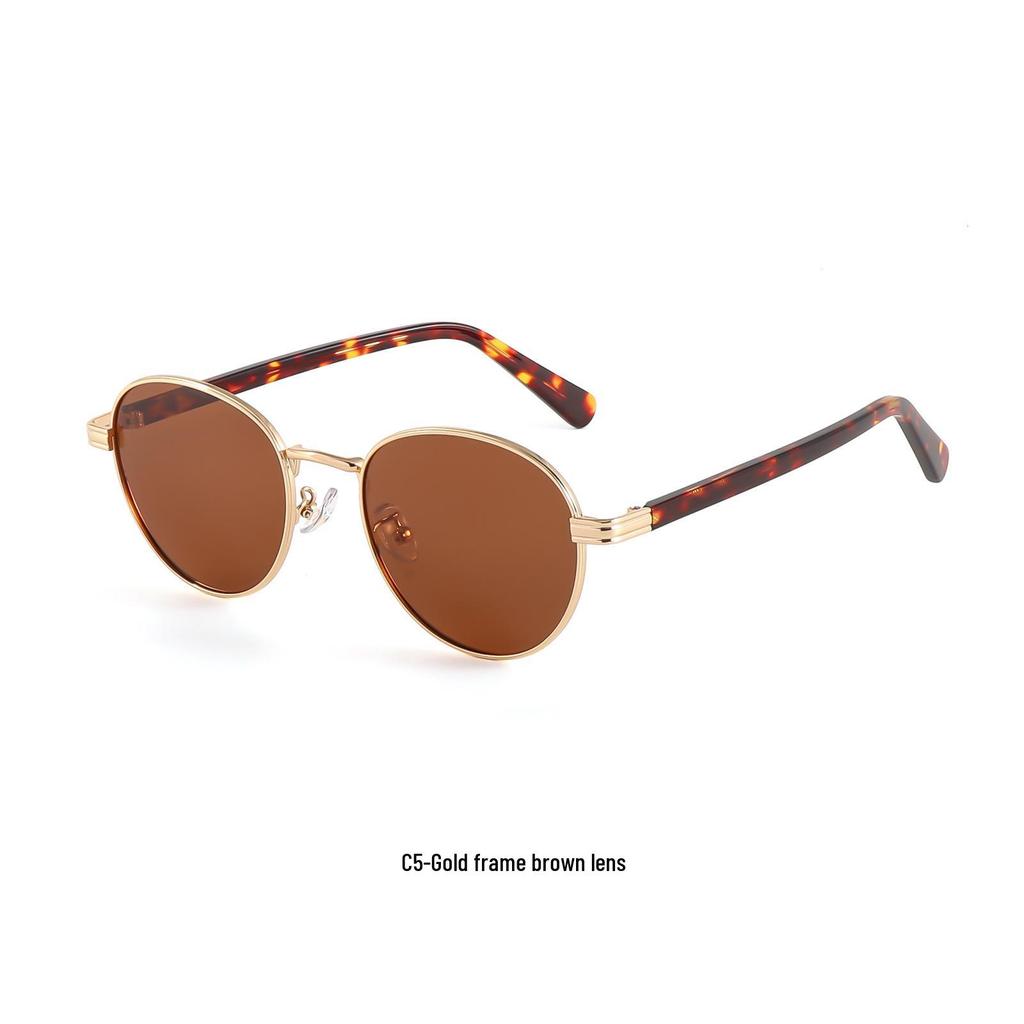 Retro Hong Kong Style Polarized Metal Sunglasses - Versatile High-End Streetwear