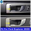 Kohlefaser Innen Türgriff Schale Rahmen Dekorationsabdeckung Zierleiste Passend für Ford Explorer - Innenraum Umbau Kit Zubehör