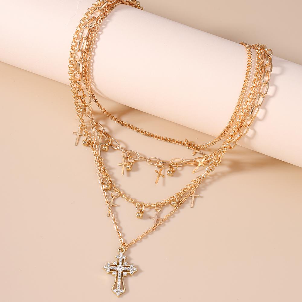 Fashion Gothic Cross Pendants Choker Necklaces for Women Multilayer Chains Necklace Punk Jewelry Gifts