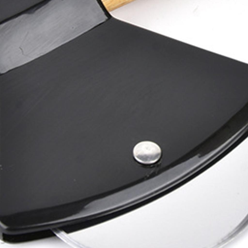 Nůž na pizzu 430 Ocel PP Bambusová rukojeť Ergonomicky Kulatá Sekera Kráječ na pizzu pro Domov Restaurace Černý