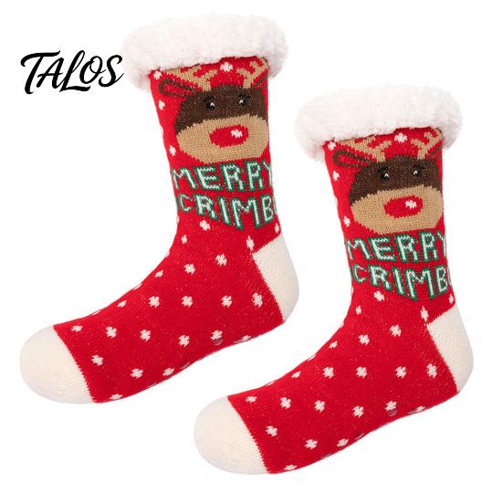 Winter Warme Fußbekleidung für Damen Weihnachtssocken mit Griffen für Herren, Verdickte Plüschgefütterte Thermosocken, Rutschfeste Socken für das Wohnzimmer