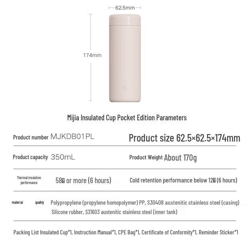 Xiaomi Pocket Insulated Stainless Steel Water Bottle