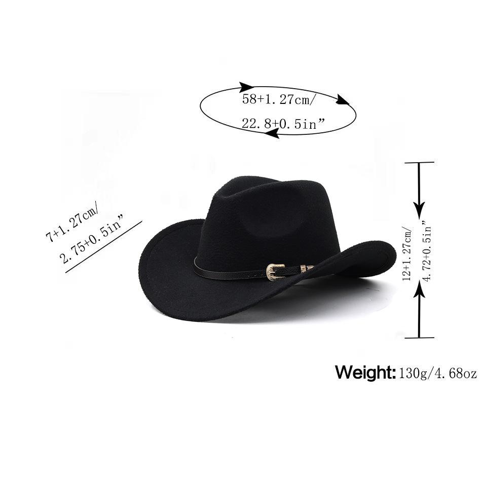 New Felt Hat, Western Cowboy Men's and Women's Hats, British Woolen Hat, Cone Top, Big Edge, Black Top Hat, European and American Wind Hat