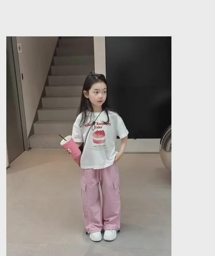 Korean Style Girls' Summer Casual Wide-Leg Overalls