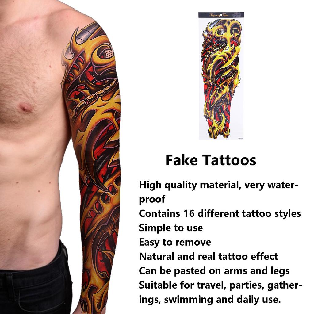8 Fogli Tatuaggi Temporanei Full Sleeve Impermeabili 8 Fogli Tatuaggi Finti Mezza Manica Spalla per Donne Uomini