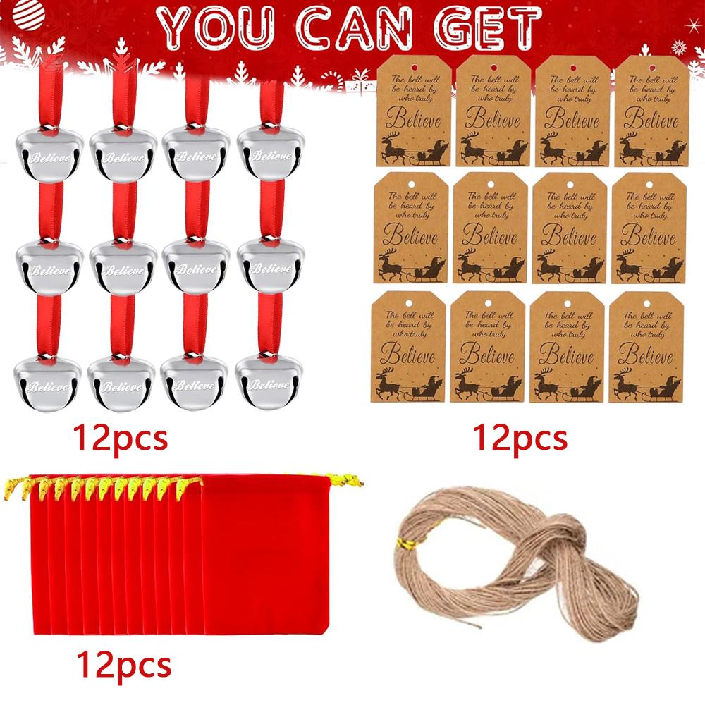 

Christmas Believe Bell Santa Sleigh Bells Gifts Christmas Party Favors Christmas Stuffers Xmas Gifts Supplies Organza Bags Tags